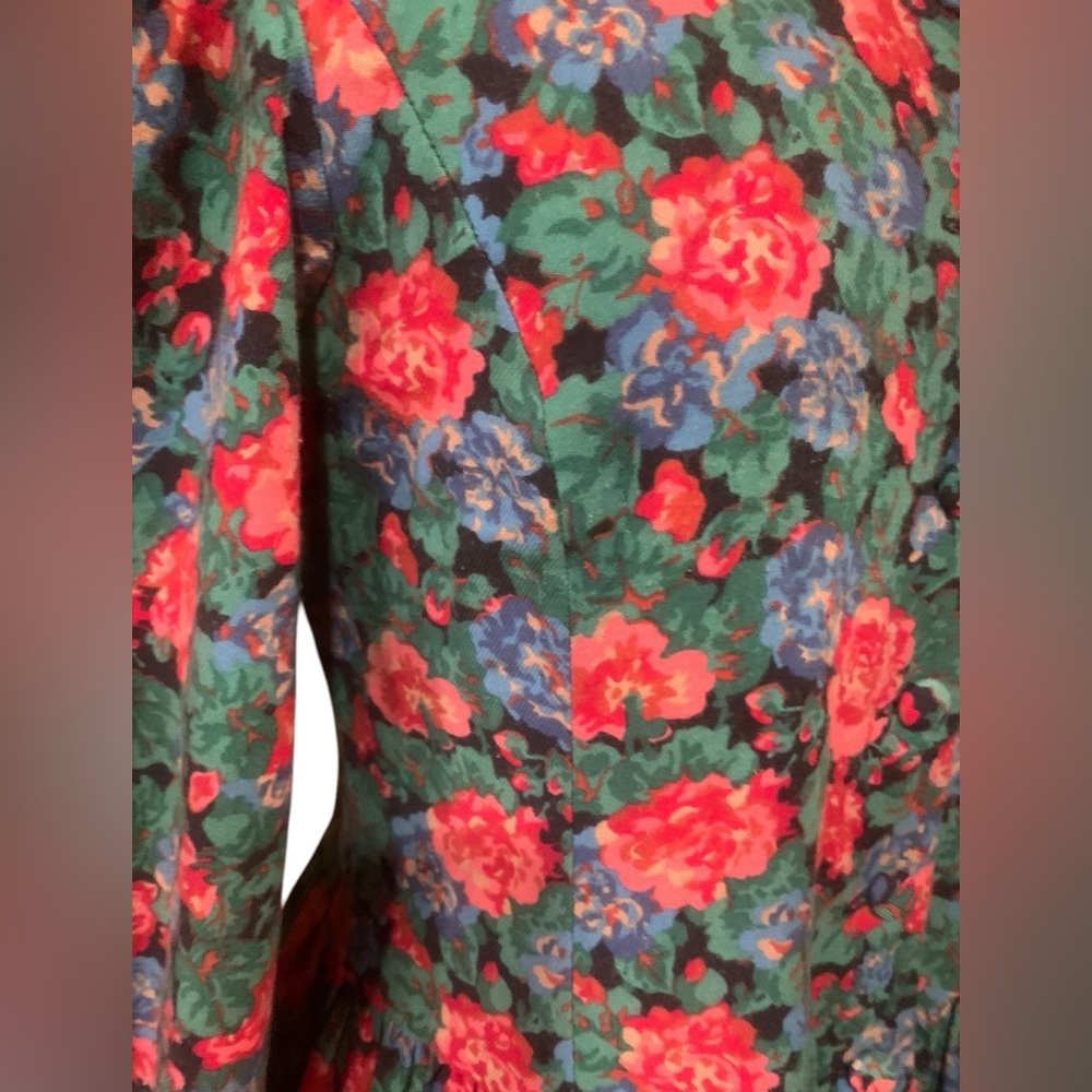 Vintage Laura Ashley button down puff sleeve drop waist floral midi dress sz 12 - Picture 4 of 11